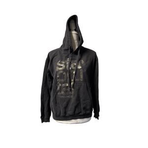 Tultex Black Printed Hoodie with Kangaroo Pockets - Size S